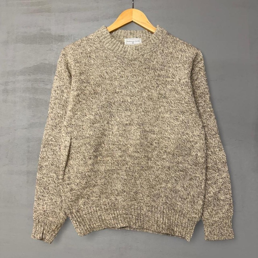 Vintage Anderson-Little Sweater Tan Marled Virgin Wool Blend Crewneck Medium